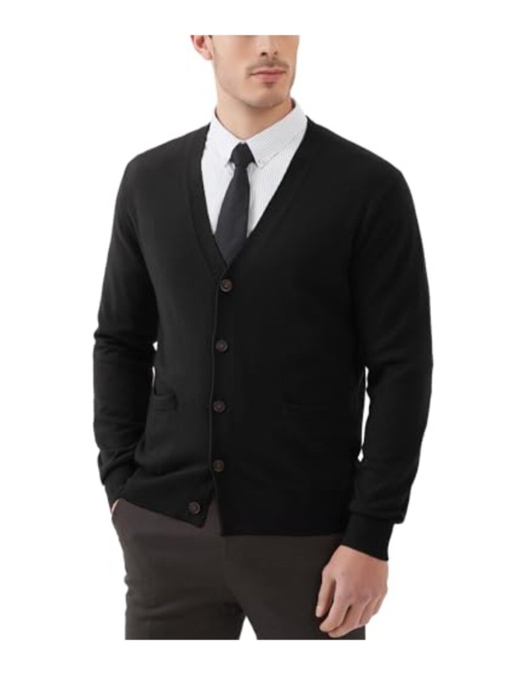 Men's Wool Blend Cardigan Sweater V Neck Button Down Knitwear